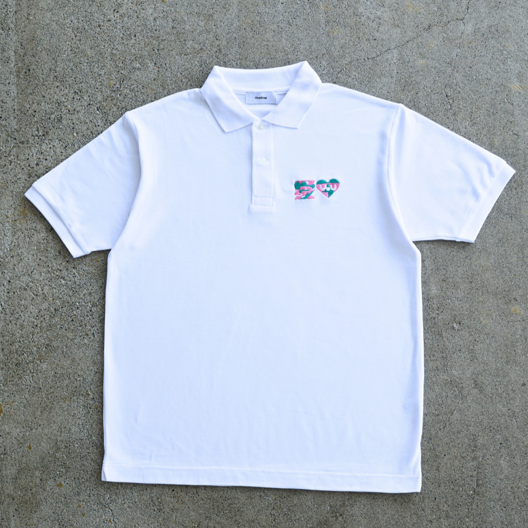 かねこあみ 愛 LOVE YOU 刺繍 polo shirt