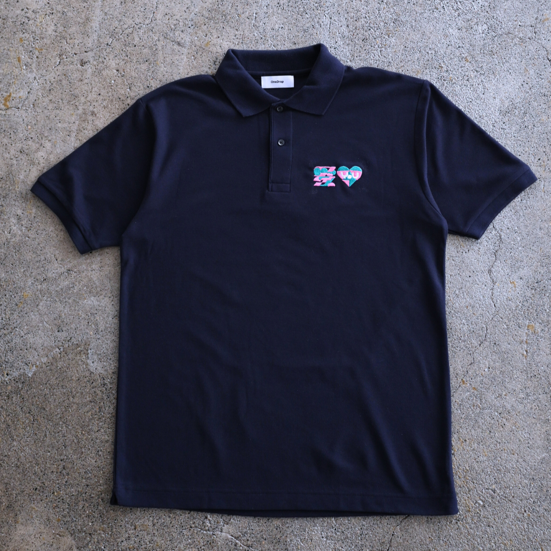 かねこあみ 愛 LOVE YOU 刺繍 polo shirt