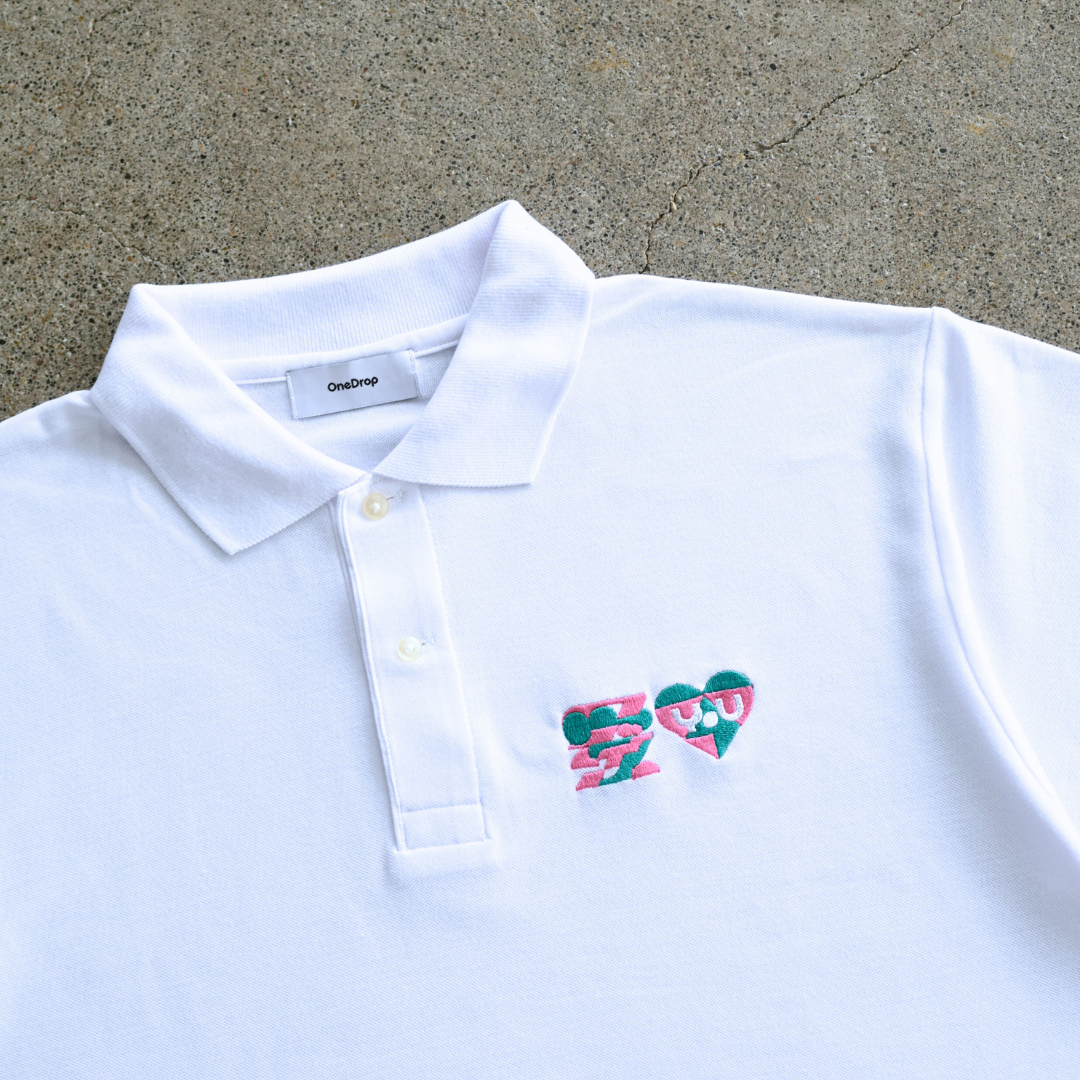 かねこあみ 愛 LOVE YOU 刺繍 polo shirt