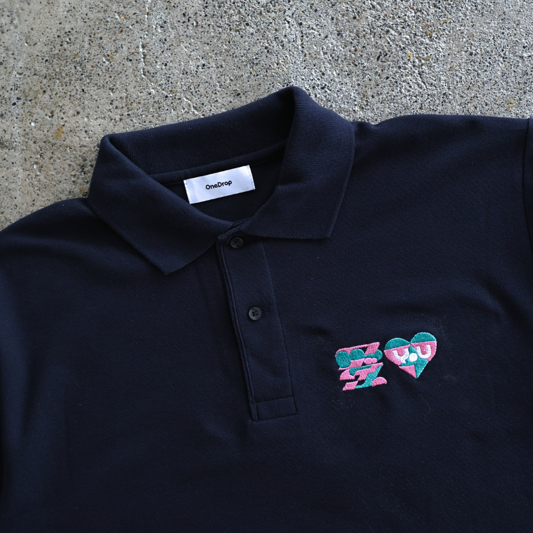 かねこあみ 愛 LOVE YOU 刺繍 polo shirt