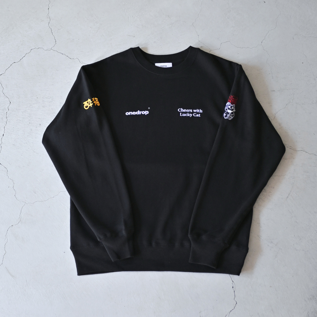 ともわか The Cat that Brings Luck and Sake 刺繍Sweat