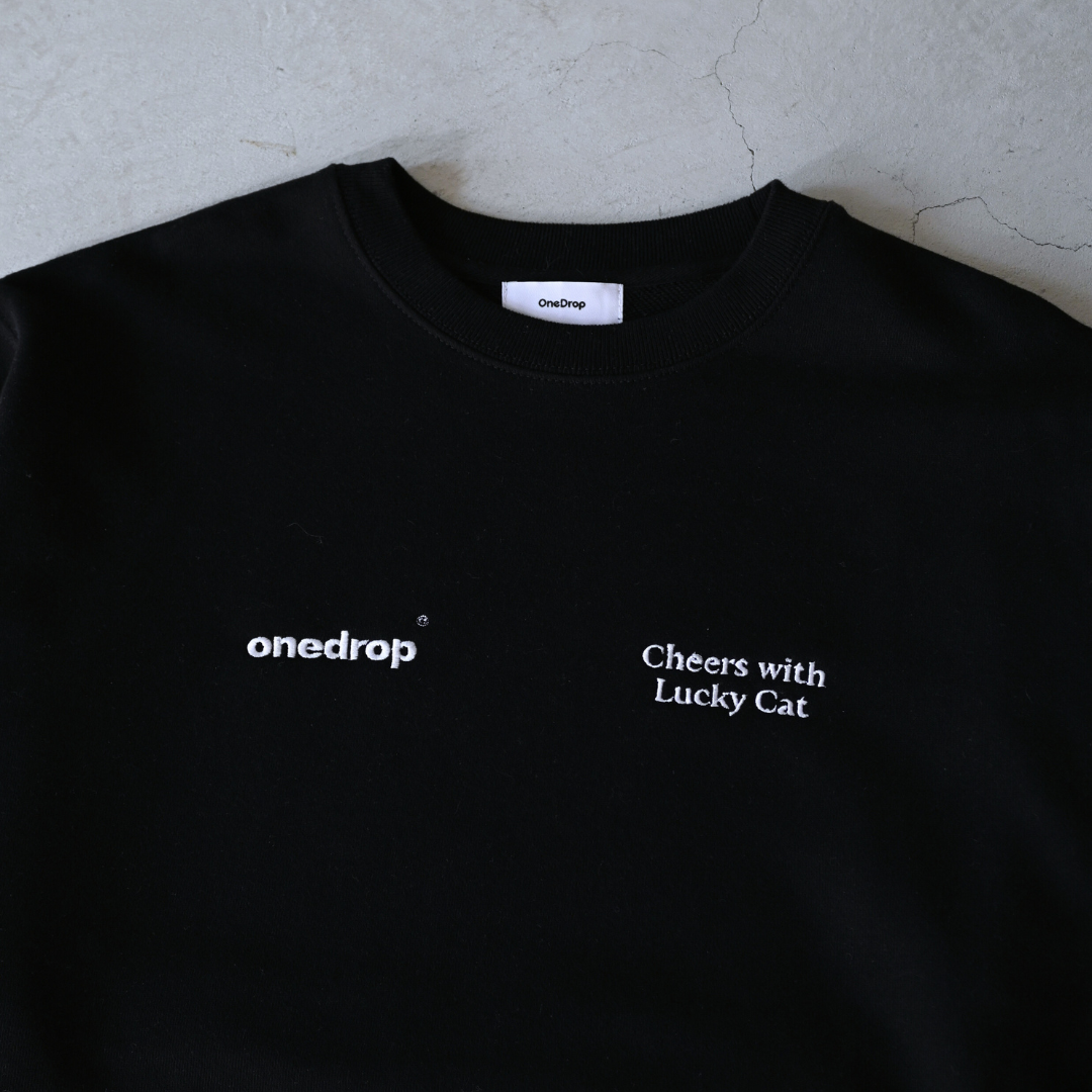 ともわか The Cat that Brings Luck and Sake 刺繍Sweat