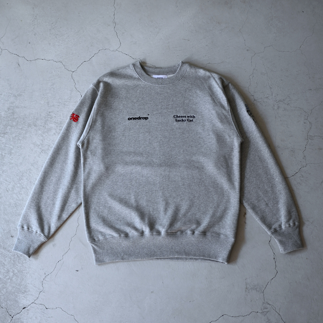 ともわか The Cat that Brings Luck and Sake 刺繍Sweat