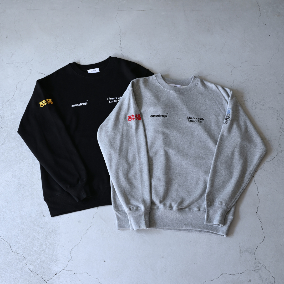 ともわか The Cat that Brings Luck and Sake 刺繍Sweat