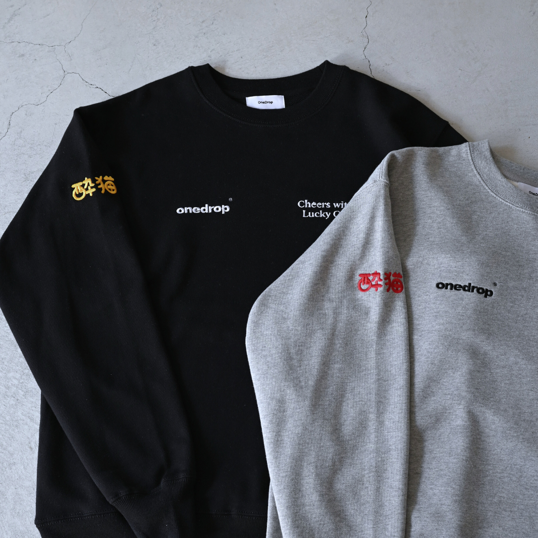 ともわか The Cat that Brings Luck and Sake 刺繍Sweat