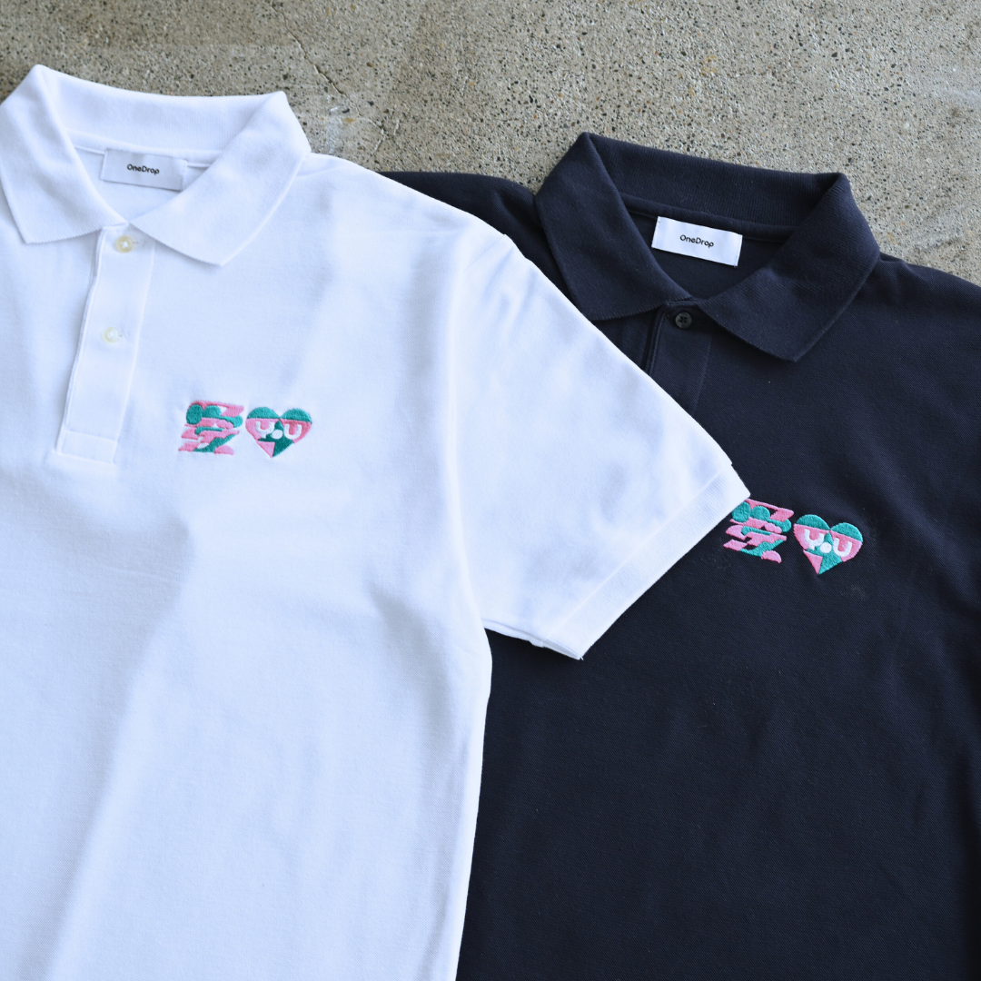 かねこあみ 愛 LOVE YOU 刺繍 polo shirt
