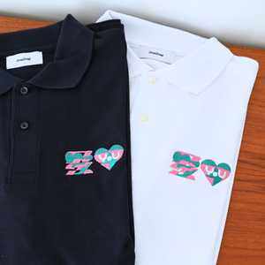 かねこあみ 愛 LOVE YOU 刺繍 polo shirt